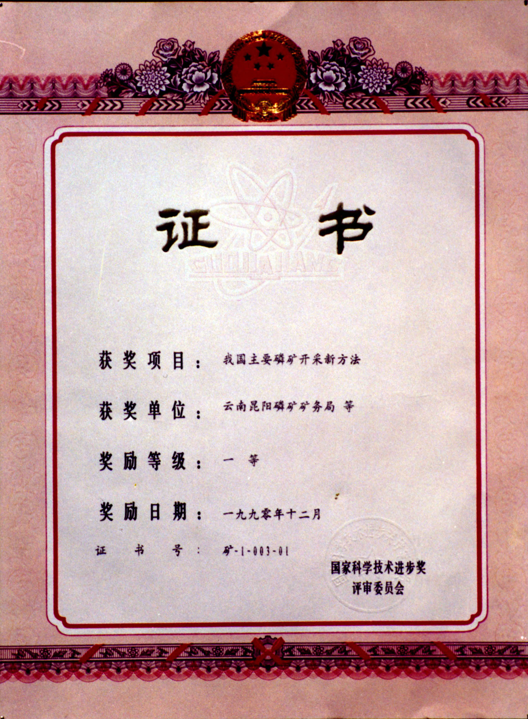 國家科學技術(shù)進步獎一等獎